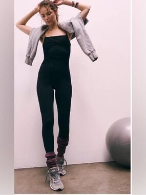 Free People Movement Black Strapless Jumpsuit